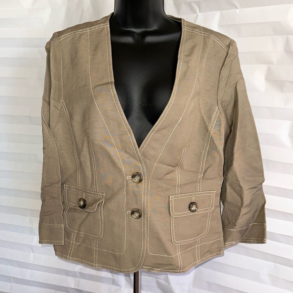 Kasper Women's Size 10 Taupe Spring Fall Jacket Outerwear Lined